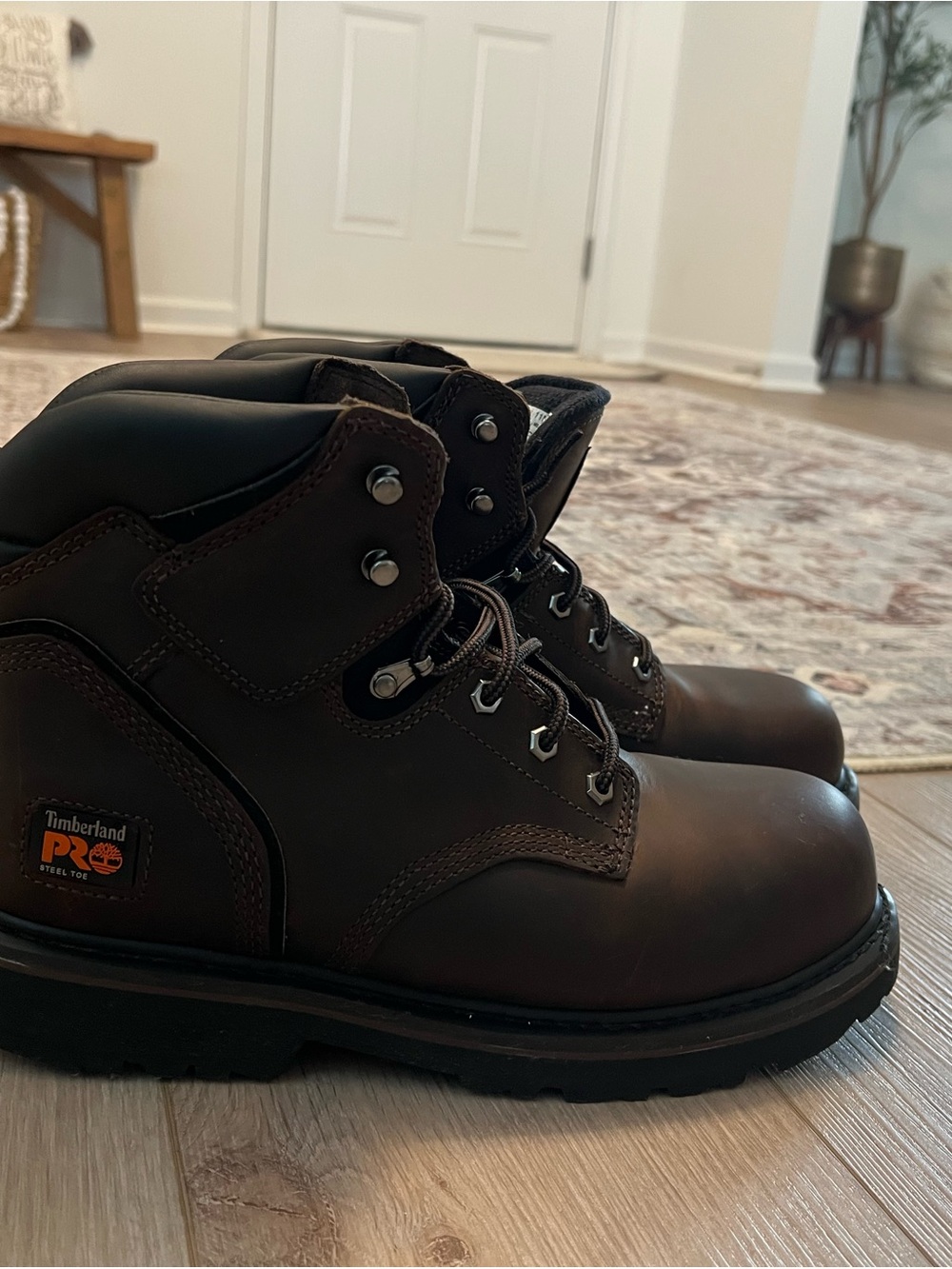 Timberland PRO Men's Brown Work Boots with Black Collar